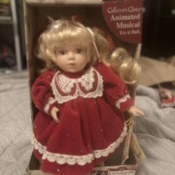 Collector’s Choice Porcelain Doll – Musical, Red Dress, COA (minor flaws, never removed) 