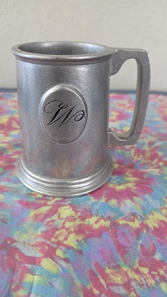 Vintage Wilton Armetale Pewter Tankard Mug – Columbia, PA – Monogram “W”
