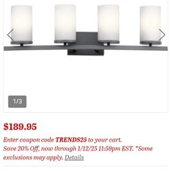 KICHLER 45498 BK Vanity Light (2) with bulbs