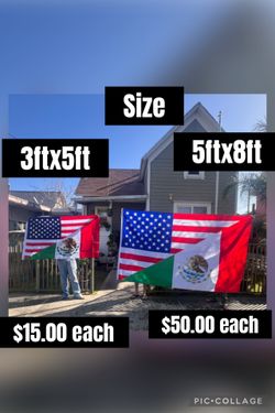 Half USA México Flag 