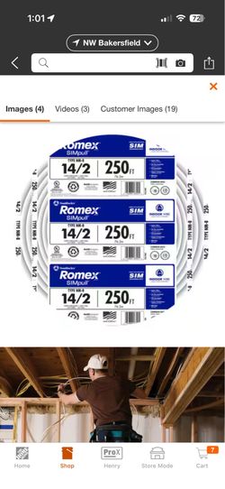 14/2 romex 250 ft