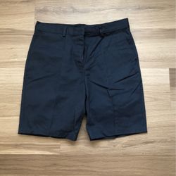 Navy Blue Poly Cotton Woven Shorts