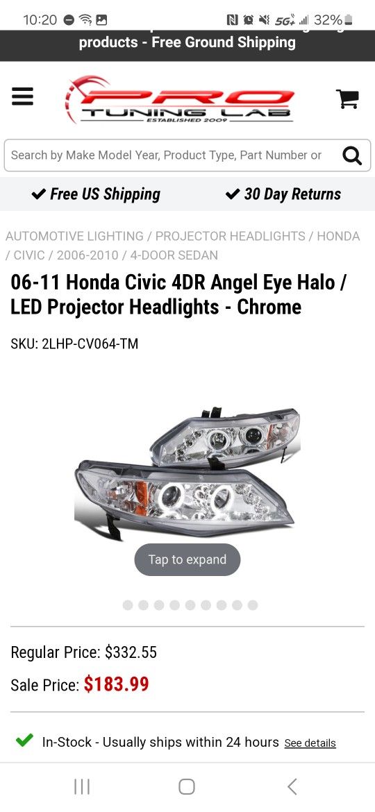 Honda Civic  2006-2011 4d Headlights 