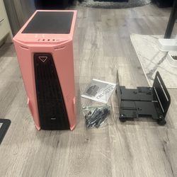 Apevia Crusader-F-PK Mid Tower Gaming Case with 1 x Full-Size Tempered Glass Panel, Top USB3.0/USB2.0/Audio Ports, 4 x RGB Fans, Pink Frame
