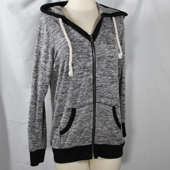 Heather Grey Casual Zip-Up Jacket with Hood & Pockets - Juniors XL