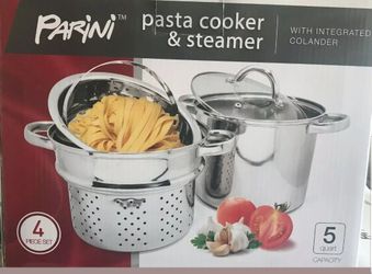 Stainless steel Pasta Cooker and Steamer with collander 5 qt
