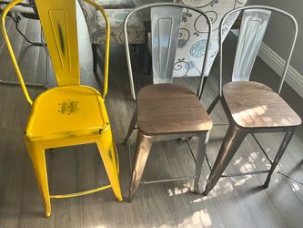 Set of 3 Industrial Metal Chairs