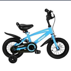 12 Inch Kids Girls and Boys Blue Bike with Training wheel Kid Bicycle