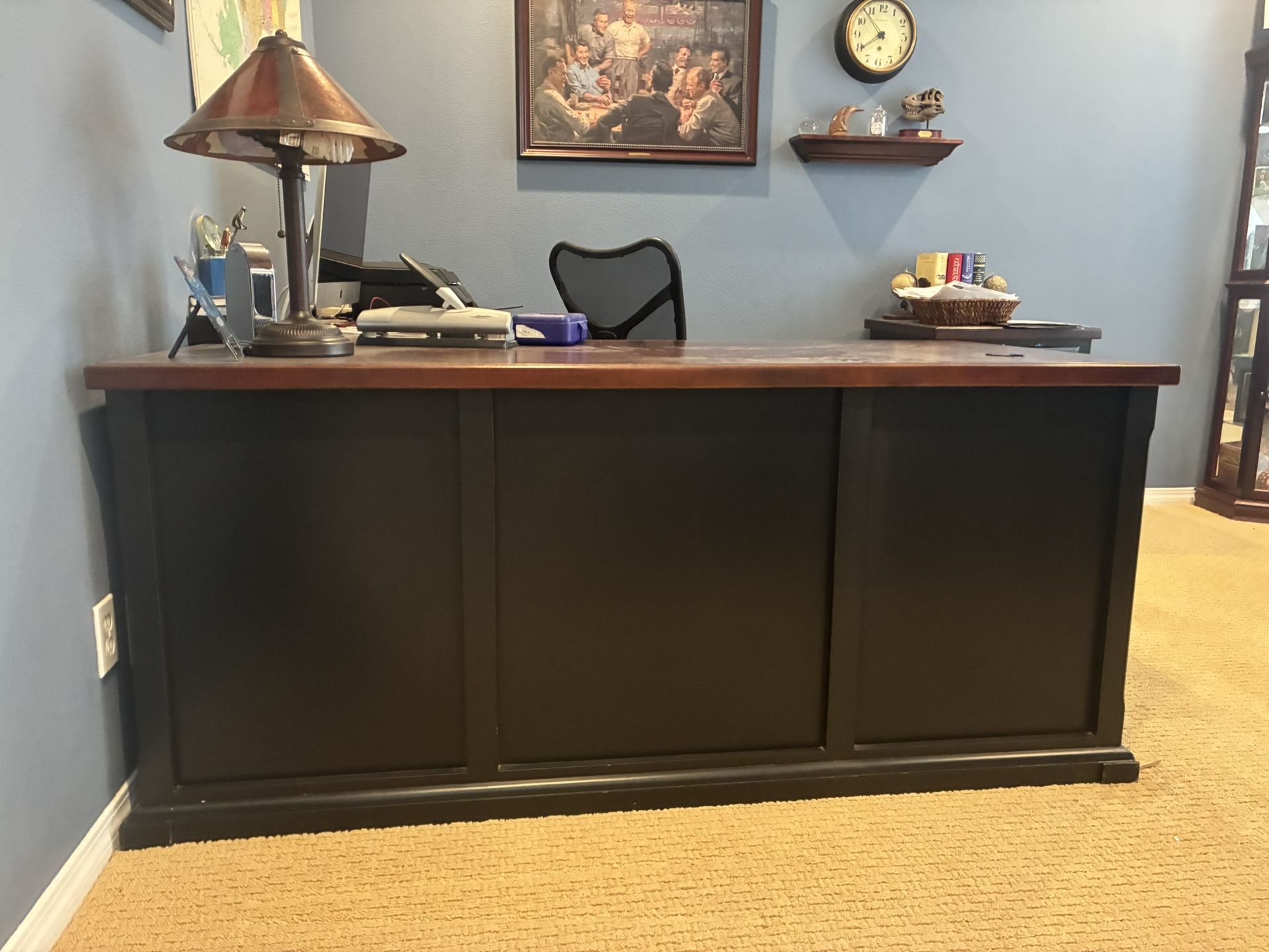 Desk, Filing Cabinet And Bookshelf