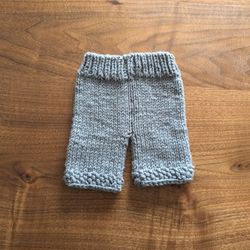 Unisex Hand-Knit Grey Knit Shorts Size 0-6 Months