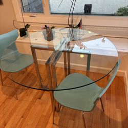 Glass Dining Room Table + 4 Chairs