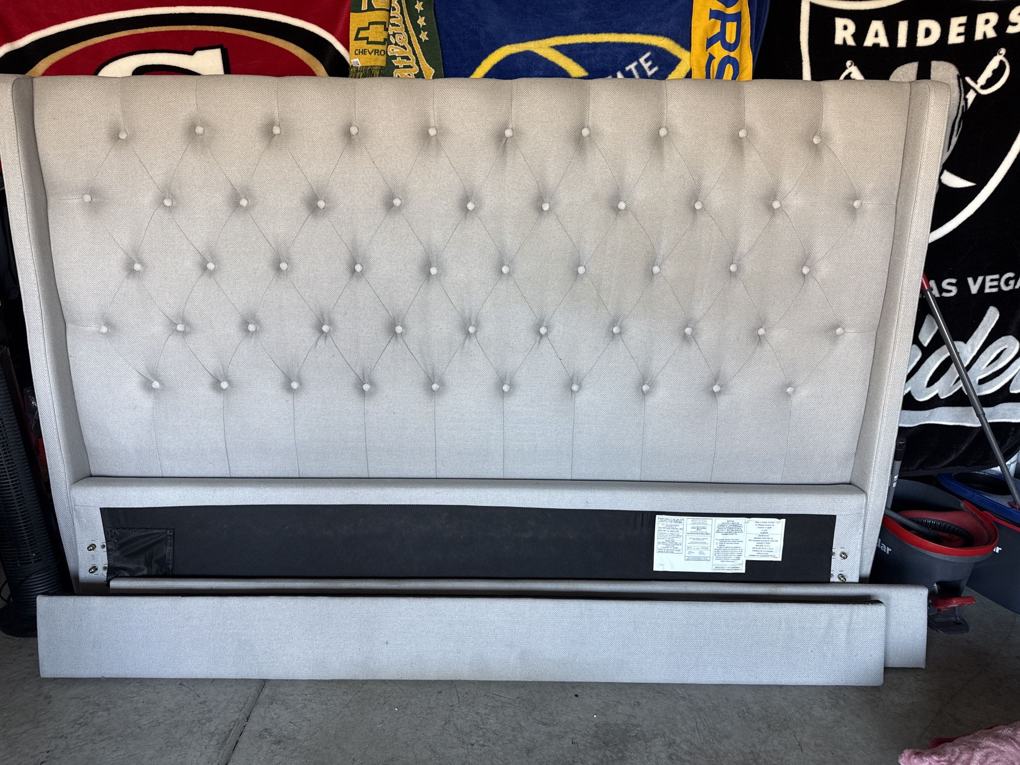 King size Grey head Board And Frame Only!- $275