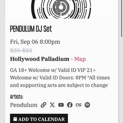 Pendulum DJ Set Hollywood Palladium Friday, 9/4! 