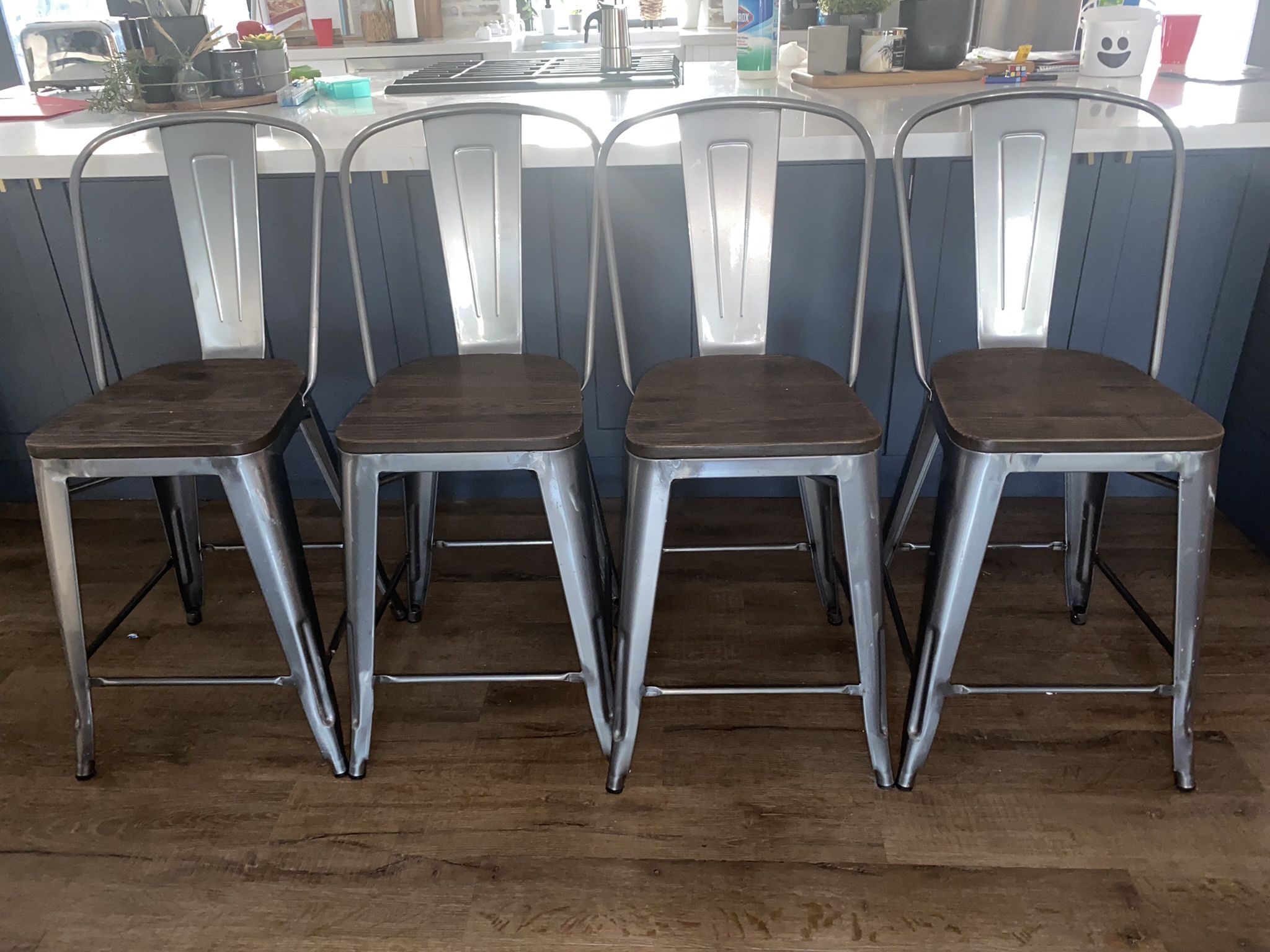 Metal And Wood Counter Stools