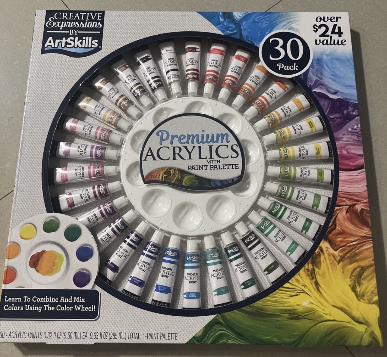 Creative Expressions by Artskills Premium Acrylic Paints 30Pk Includes Palette