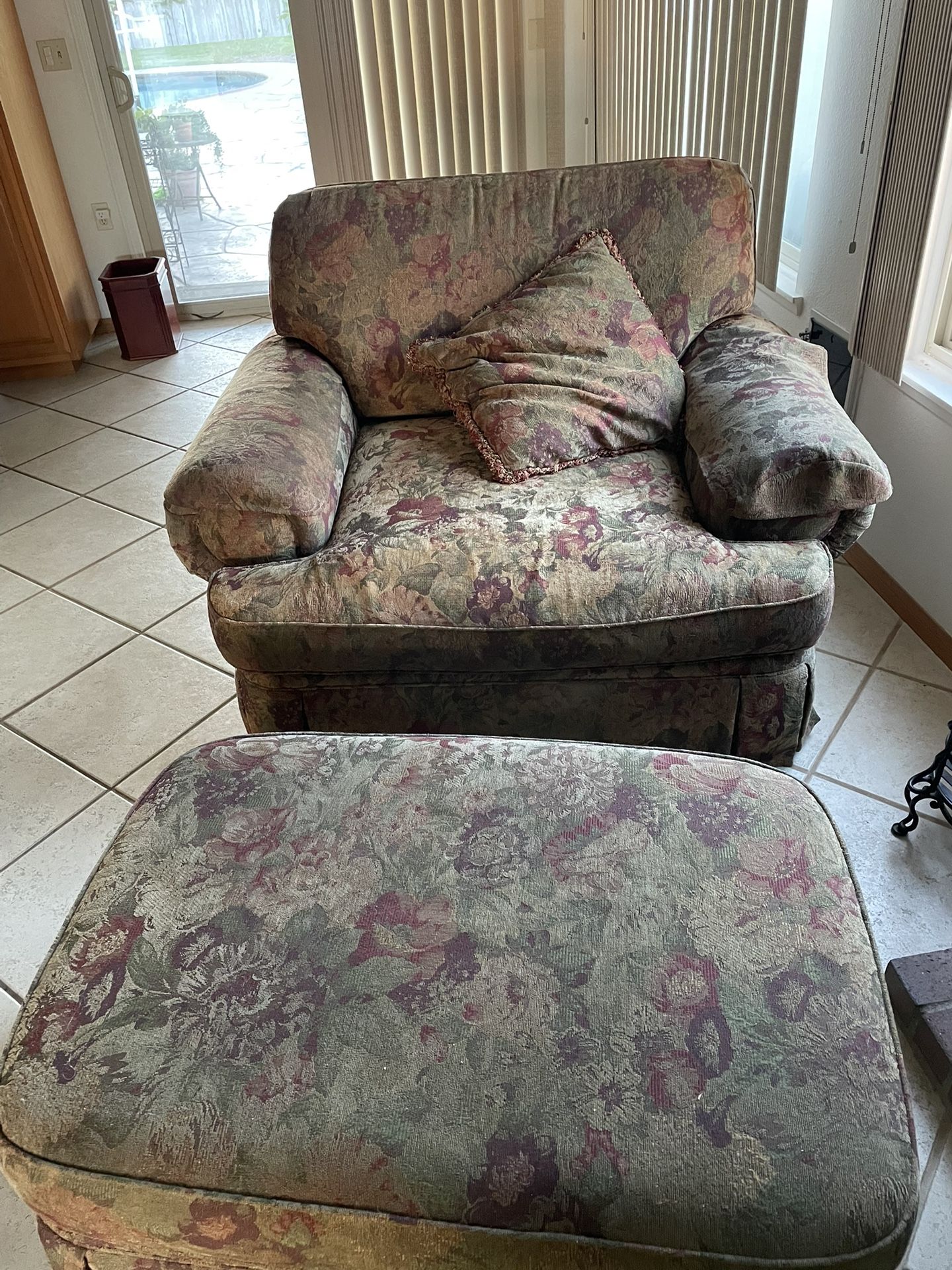 FREE!!!- Large Easy Chair And Ottoman
