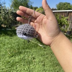 Crochet Grey Whale Keychain