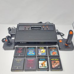 Atari 2600 "Darth Vader" Console With 8 Games - TESTED WORKS GREAT 