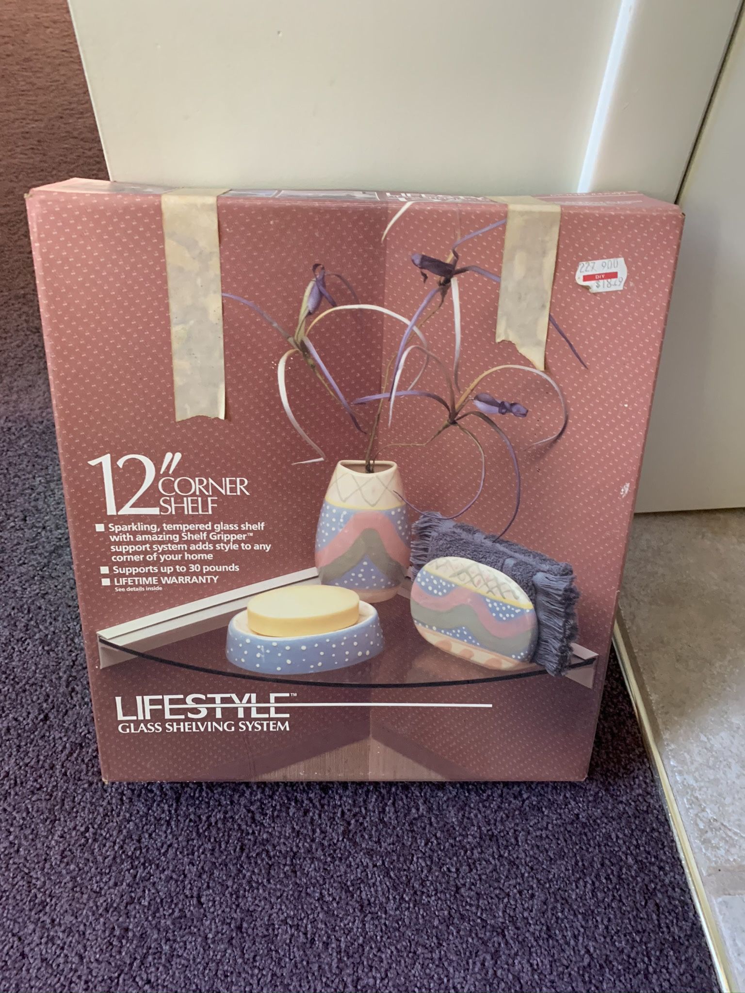 Lifestyle 12” Corner Glass Shelf