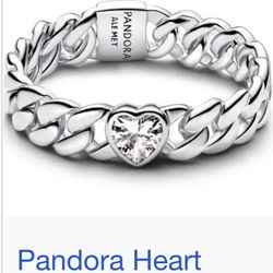 Pandora Heart Cuban Chain Ring
