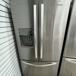 Stainless Steel Whirlpool French Door Fridge Ice & Water