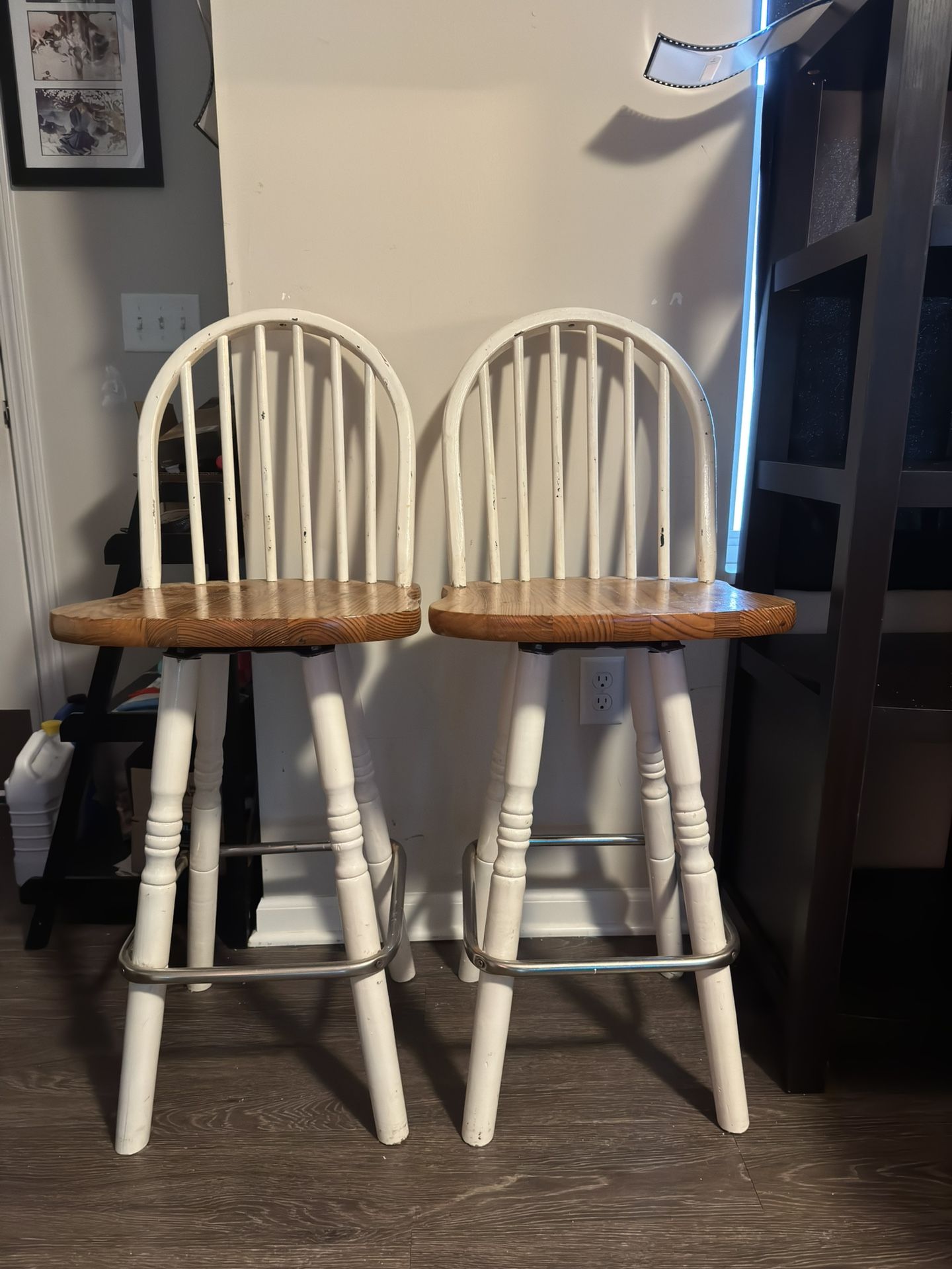 TWO wooden bar stools