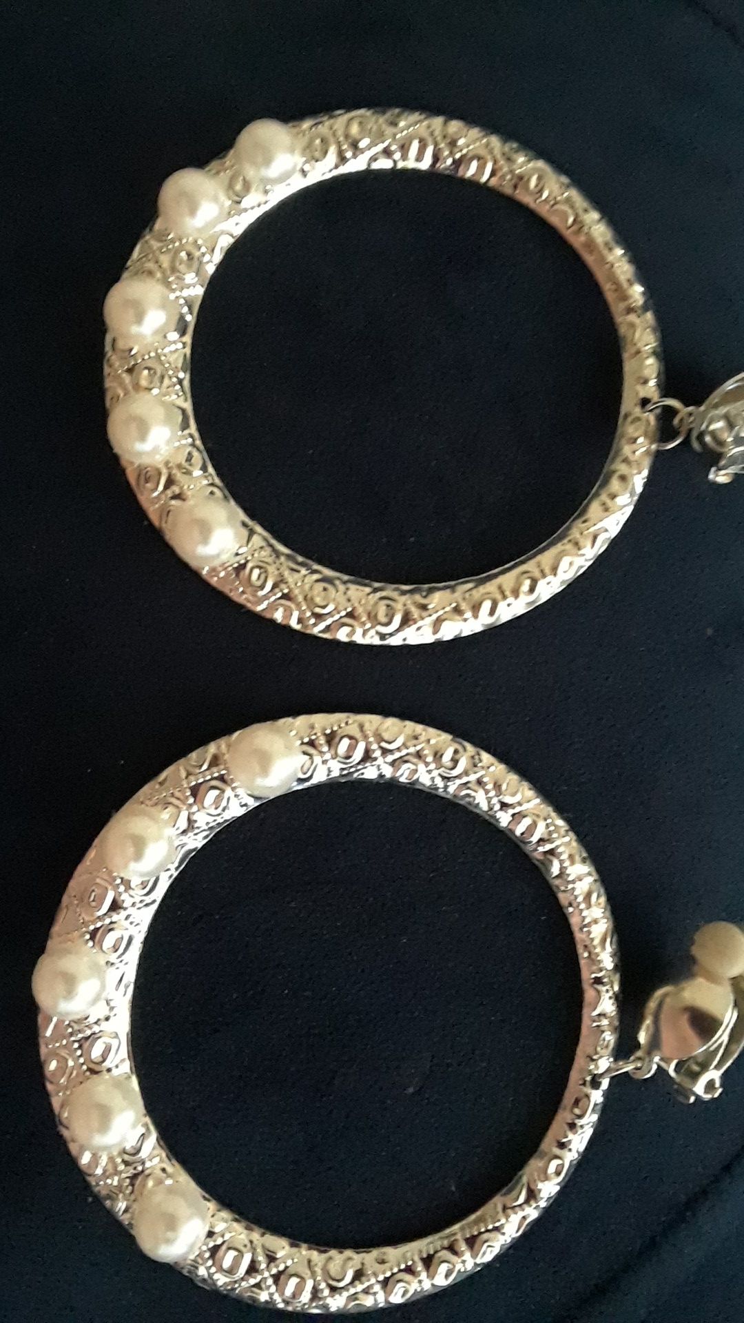 Pearl and Silver Clip Earrings