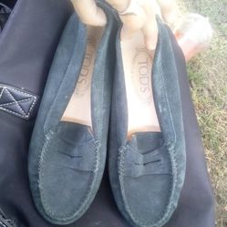 Tod's Suede Loafers In Dark Green 