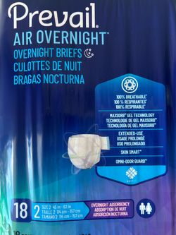 Prevail Overnight Briefs Air Overnight Diapers Size XL.Very durable. Price is negotiable.
