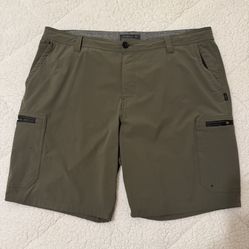 O’Neill Mens Hybrid Travel Series Cargo Shorts Army Green Size 40 Flat Front