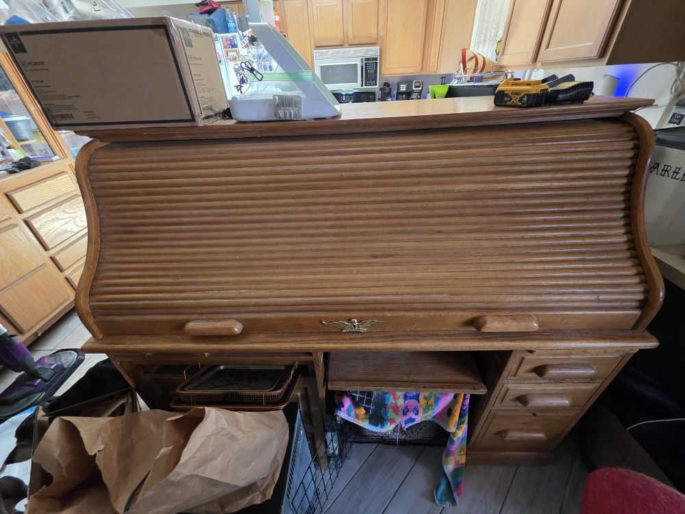 Antique Roll Top Secretary Desk