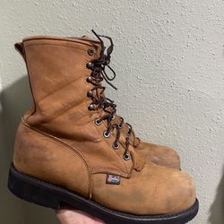 Justin Vintage Men's Brown Lace Up Boots Brown  Round Steel Toe Sz 11.5