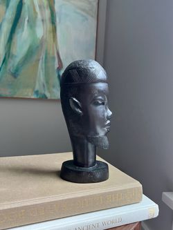 Vintage Hand Carved Tanzanian Wooden Male Bust ( H9.3" )  firm on price
