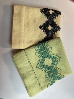 Vintage Embroidered Kitchen Towels Set of 2