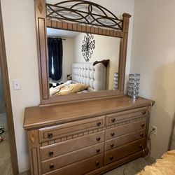 Large Wood Dresser With Mirror