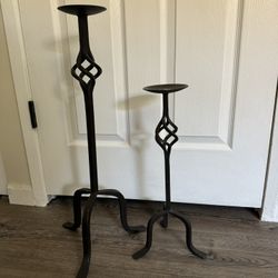Set Of Two Iron Candlesticks