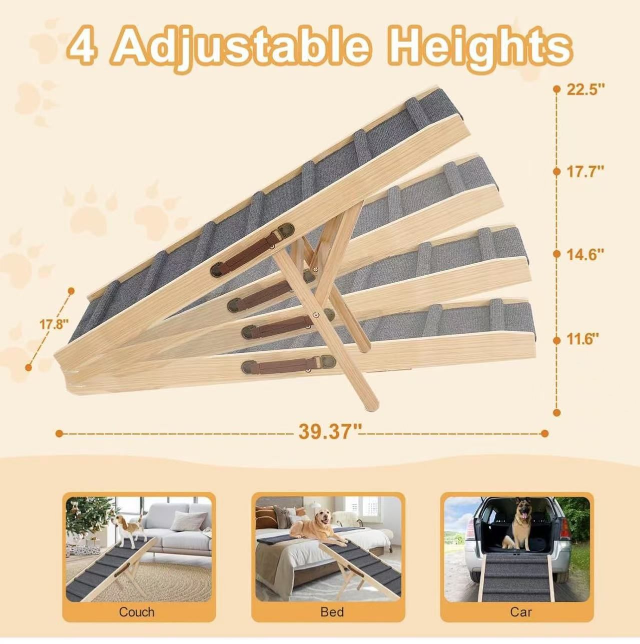 ✌️ Large Dog Pet Ramp Stairs for Bed Couch Car Truck SUV,Dog Pet Ramp for Small Large Dogs Pets to Get on High Bed Truck Couch Sofa