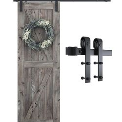 SMARTSTANDARD 5.5 Feet Heavy Duty Sturdy Sliding Barn Door Hardware Kit -Smoothly And Quietly -Easy To Install -Includes Step-By-Step Installation Ins