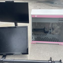 Pc ,  2 Monitors & Keyboard No Mouse