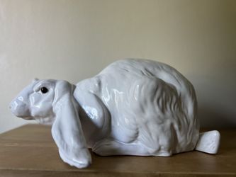 Earth Needs California Art Pottery Terracotta White Rabbit Bunny Glass Eyes