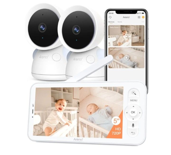 ARENTI Baby Monitor with 2 Cameras, 2K/3MP WiFi 6 Camera and Audio, 5 inch Wireless Screen, Smartphone App, Super Night Vision, Crying Detection...,All Products : American Fashion Style Bags On Sale