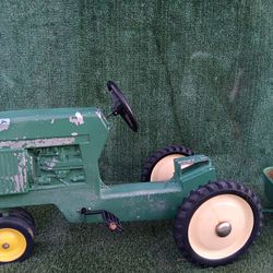 Vintage John Deere Pedal Tractor with Trailer