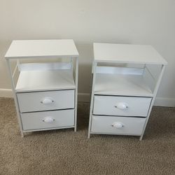 Furologee white Nightstands with 2 Fabric Drawers, Set of 2 