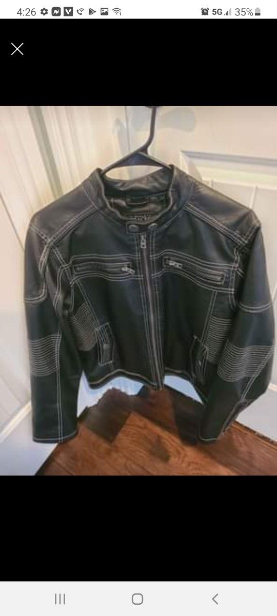 *** YOUTH BUCKLE BLACK LEATHER JACKET ***