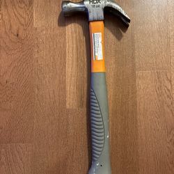 HDX 16 oz. Fiberglass 11" Inch Handle Claw Hammer Orange Grey 13" Inches Tall 