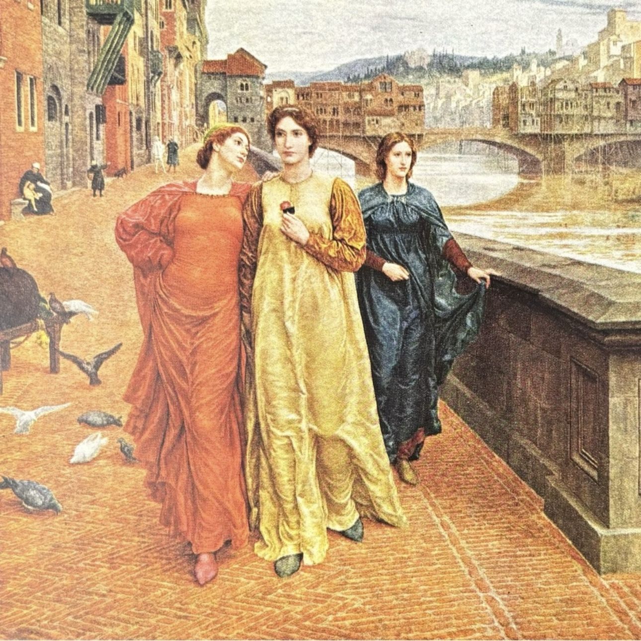 Henry Holiday Dante and Beatrice Original Vintage Art Print 1930’s USA Printed Artist Later British School Collectible