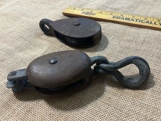 2 Antique Farmhouse Pulleys