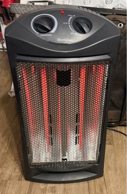 Preowned Comfort Zone 1500-Watt Electric Quartz Infrared Radiant Tower Heater (model CZQTV007BK) in great working condition located off lake mead and 