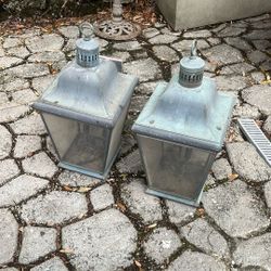 2 Vintage Copper Outdoor Large Lights