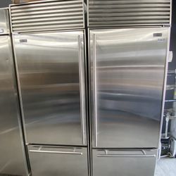 Stainless Steel Built In SubZero Bottom Freezer 60” Fridge Set 